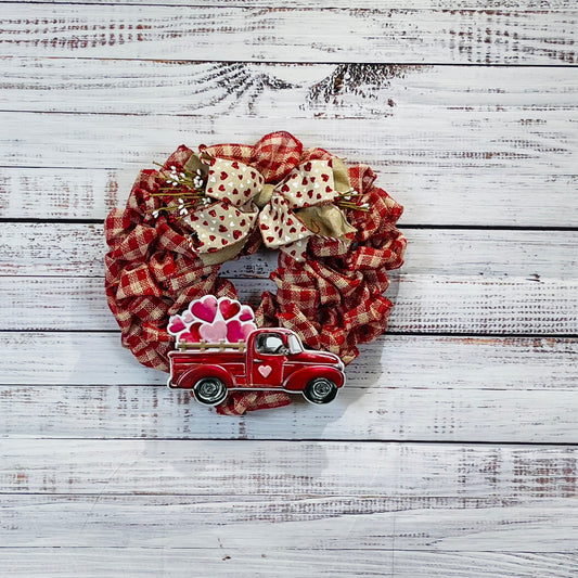 Valentine Wreath/Red Checked Burlap