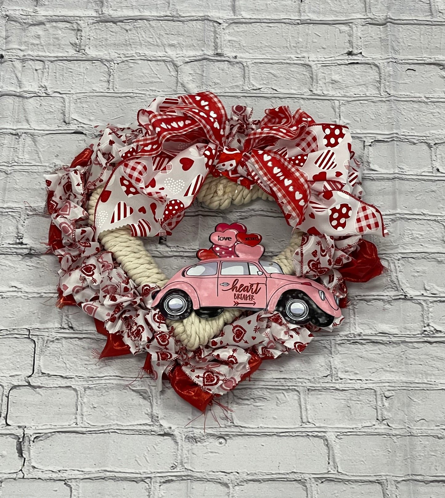 Valentine/Rope and Fabric Heart Wreath