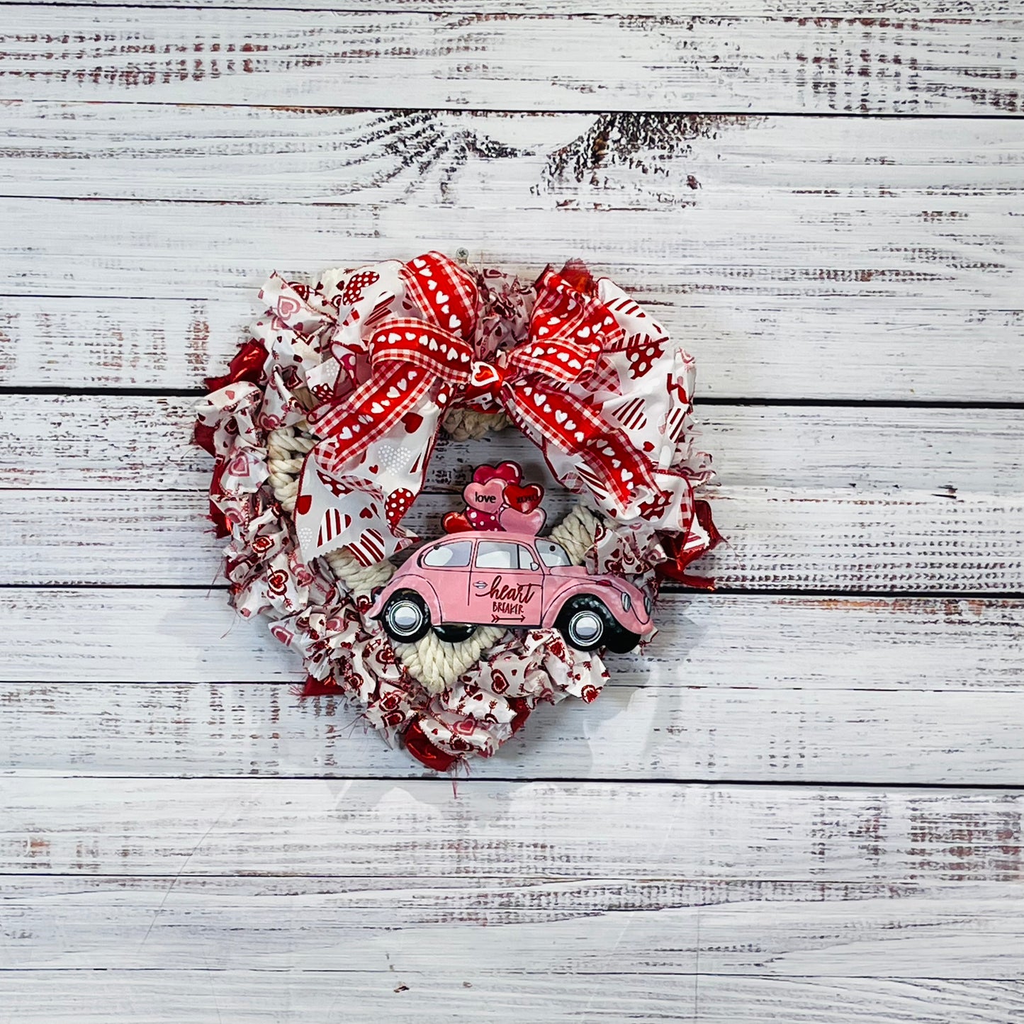 Valentine/Rope and Fabric Heart Wreath