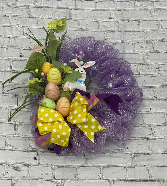 Lavender Mesh Easter Egg Wreath